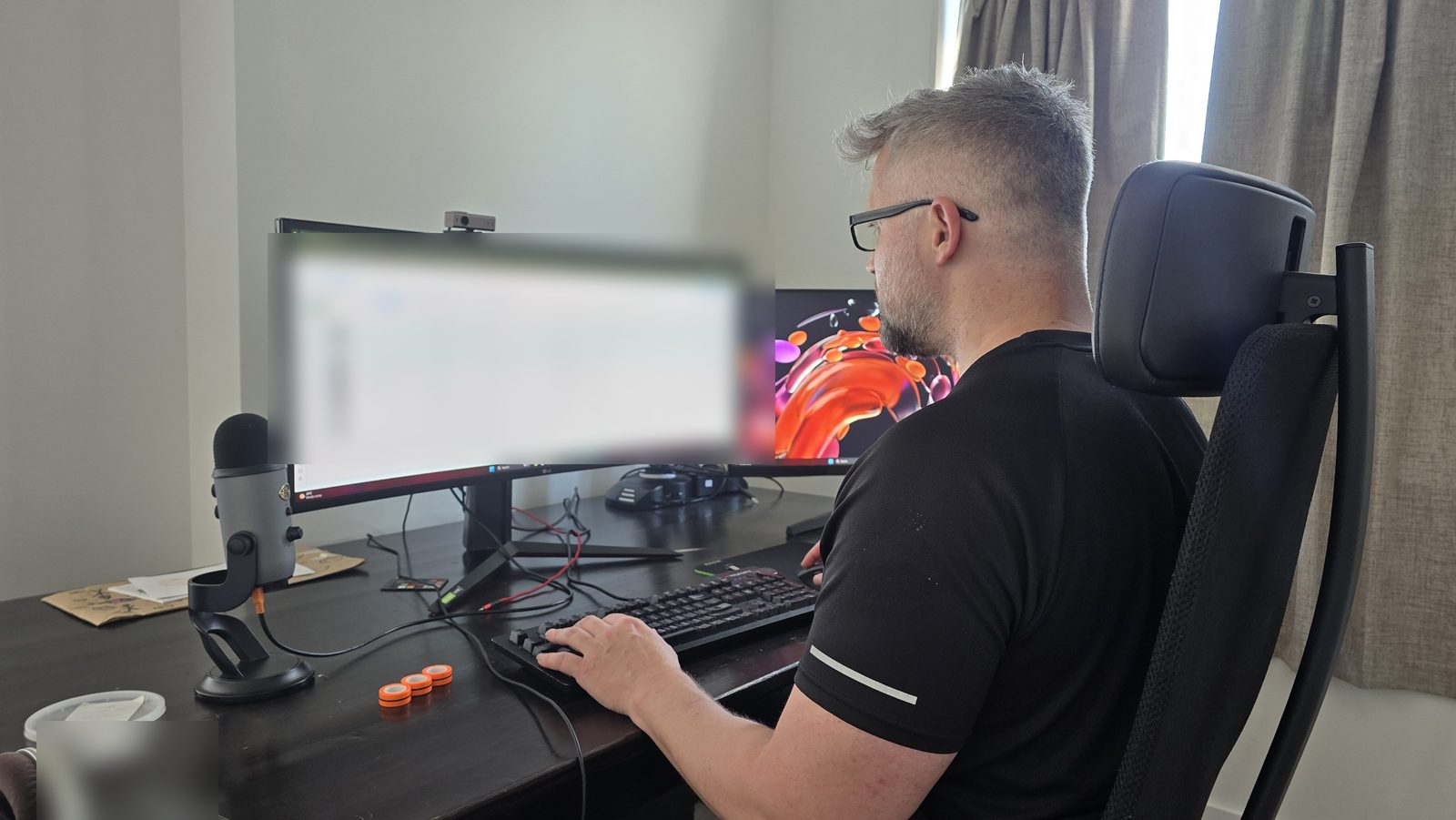 JD Caron working in Facebook Ads Manager at his home office desk in Halifax, Nova Scotia.